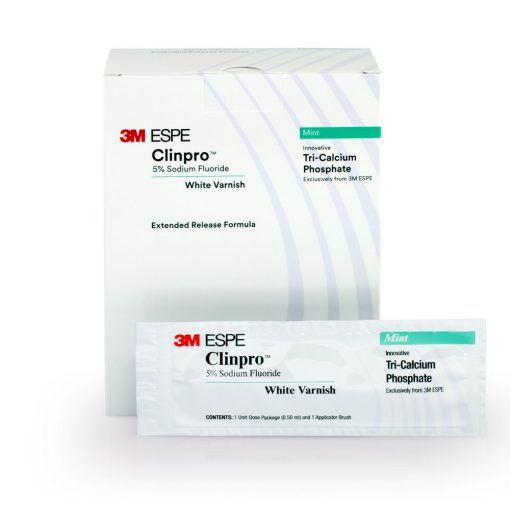 12247 3M Clinpro™ 5% Sodium Fluoride White Varnish, Mint Flavor, 0.5 mL/Dose, 50 Doses/Carton